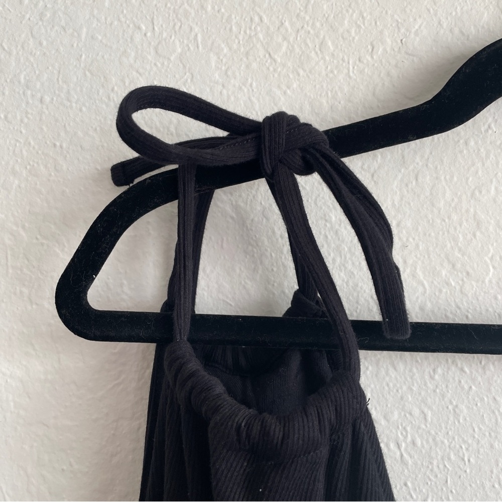 Old Navy Black Fitted One Shoulder Double Strap Rib Knit Midi Dress 3X - Picture 3 of 8